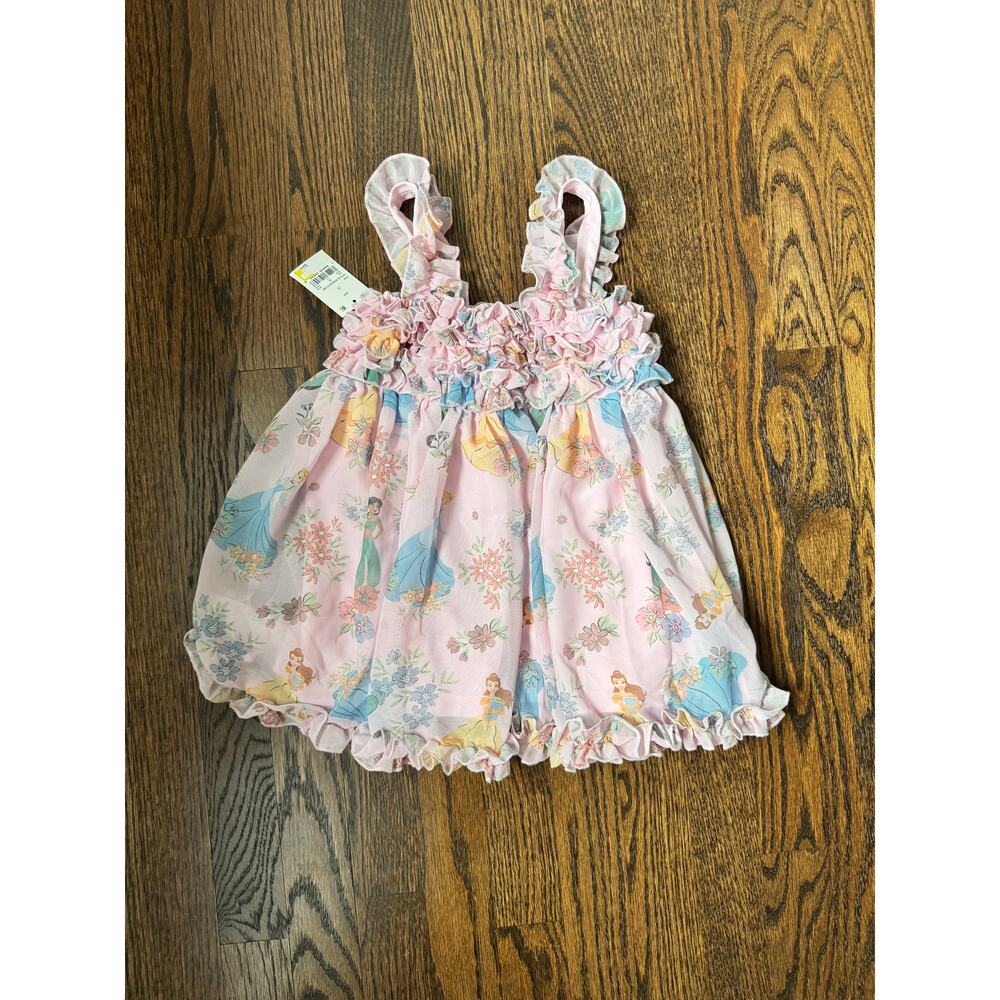 NWT Disney Princess Cinderella Belle Jasmine Pink Chiffon Dress | 2T